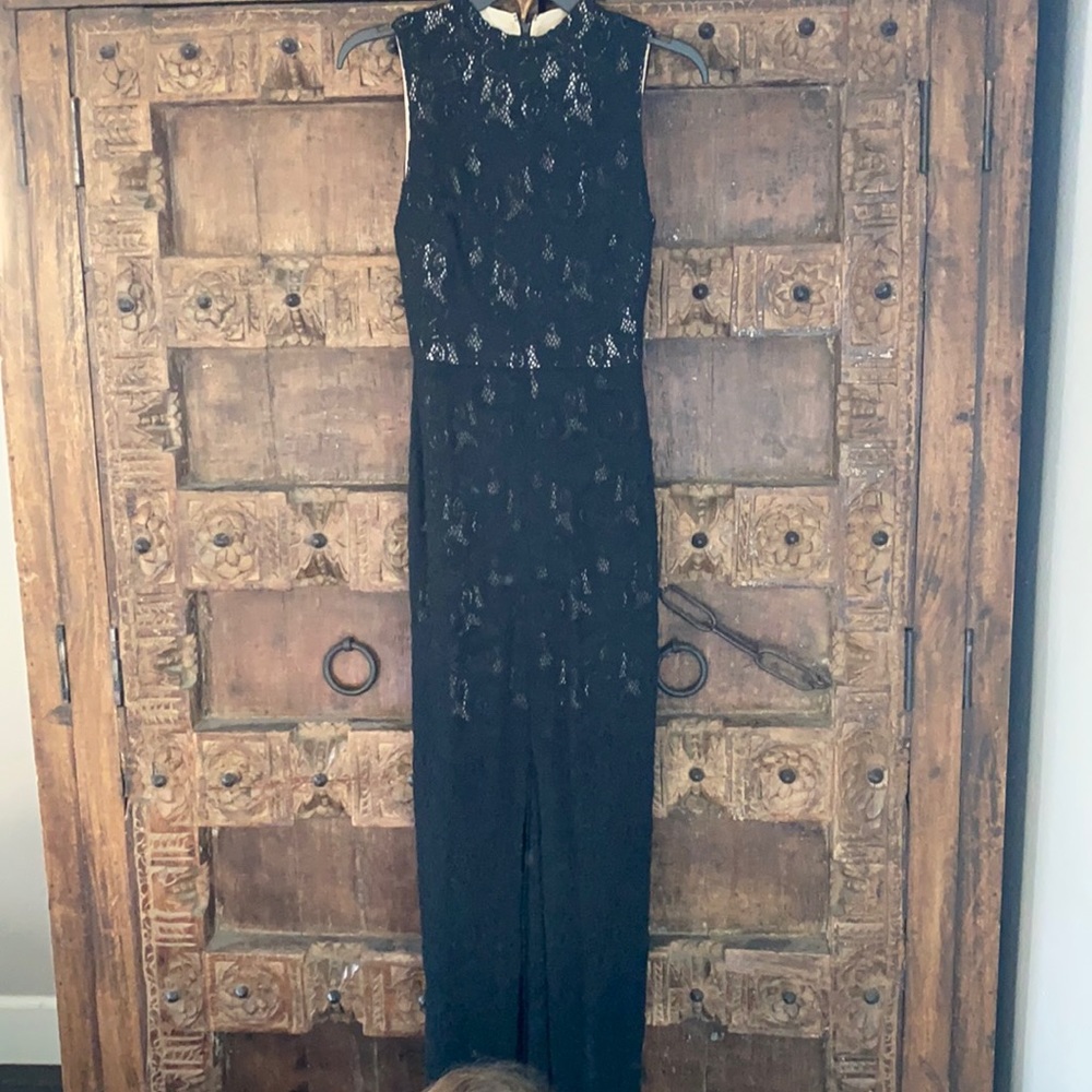 Alice and Olivia Crocheted Black Maxi Dress, Size 4